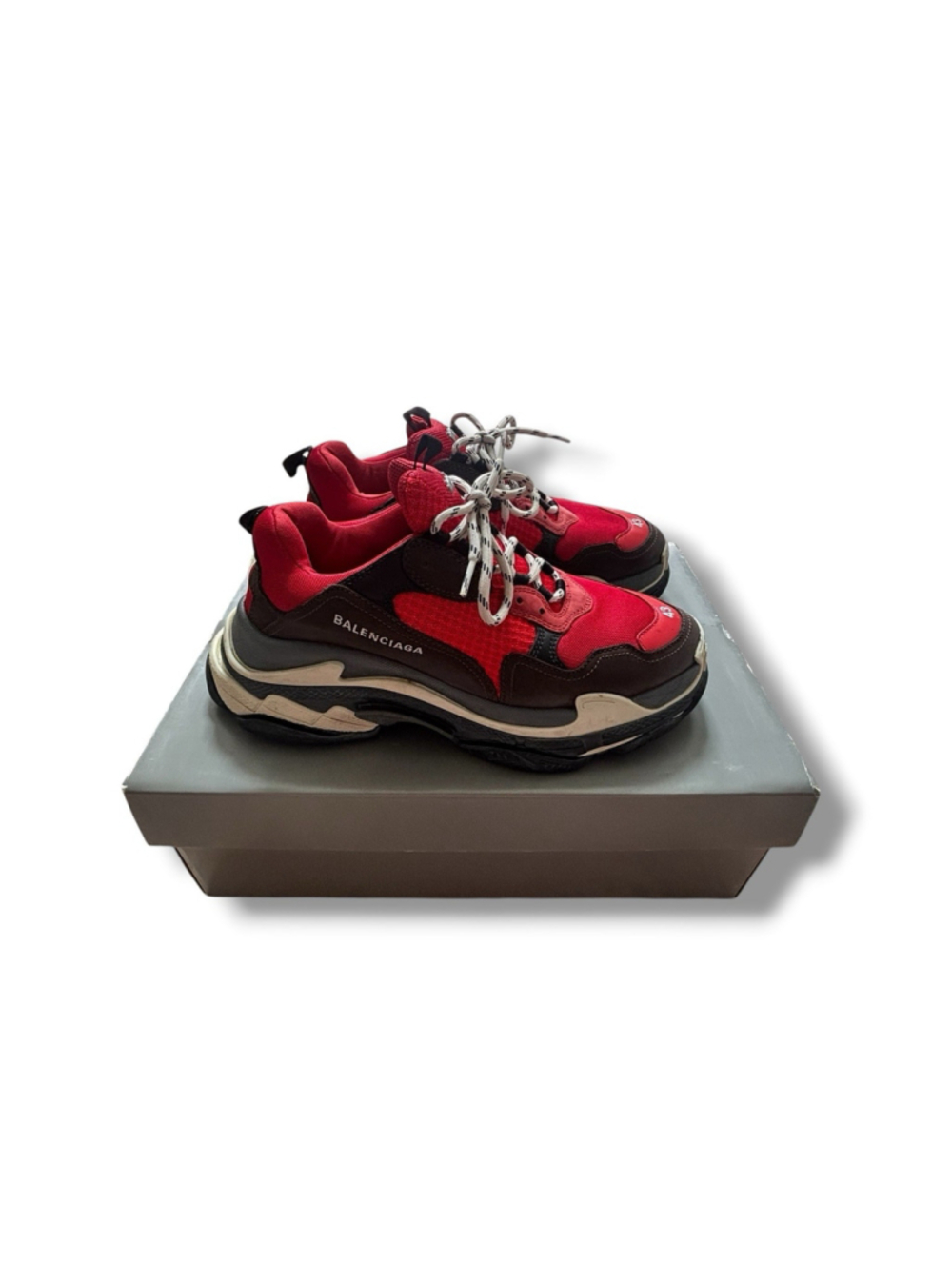 Size 10- Balenciaga Triple S Red Black W/Box - Picture 12 of 16
